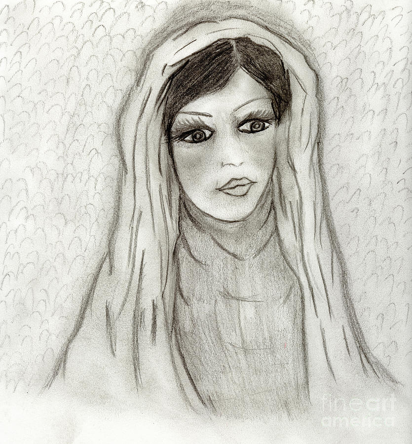 Serene Mary Drawing by Sonya Chalmers