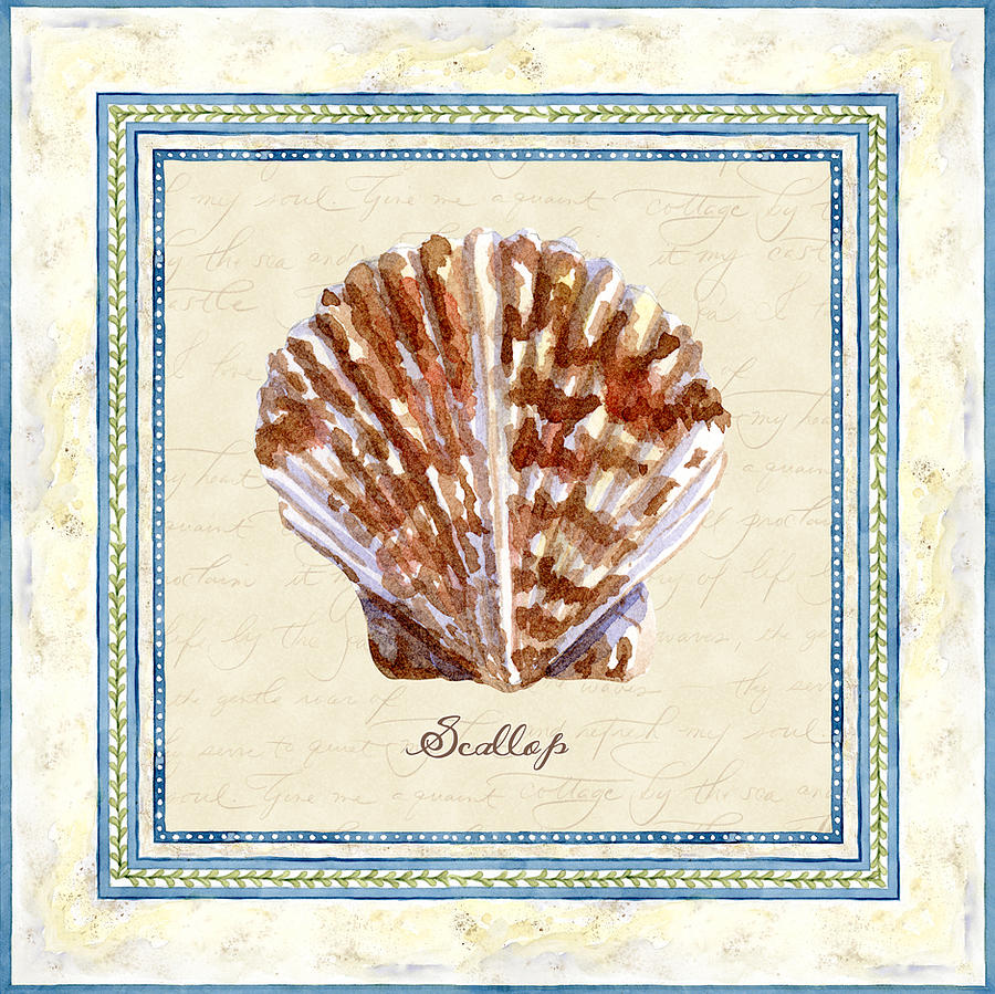Serene Shores - Scallop Shell Painting by Audrey Jeanne Roberts