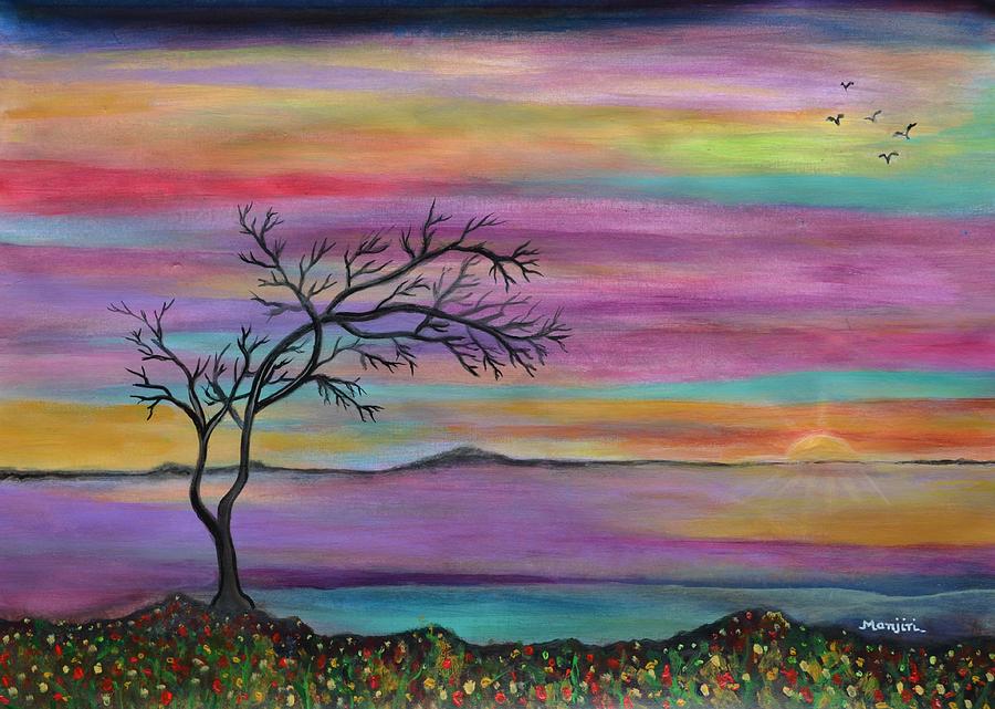 Serene sunset Painting by Manjiri Kanvinde