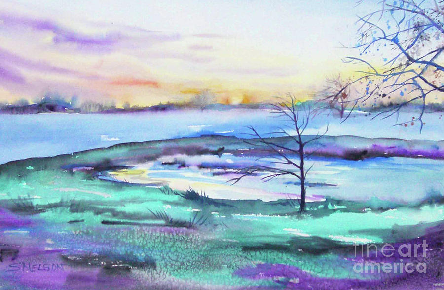 Serene Sunset Painting by Sharon Nelson-Bianco