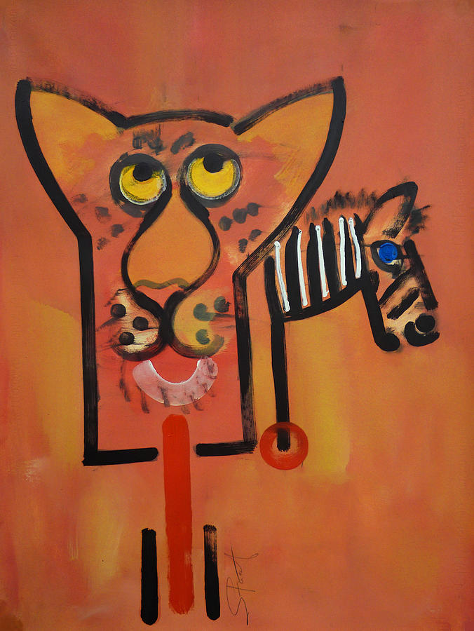 Serengeti Cat Painting by Charles Stuart