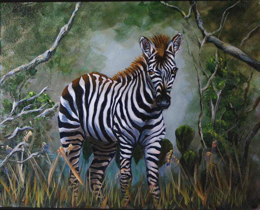 Zebra Painting - Serengeti Zebra by Theresa Cangelosi