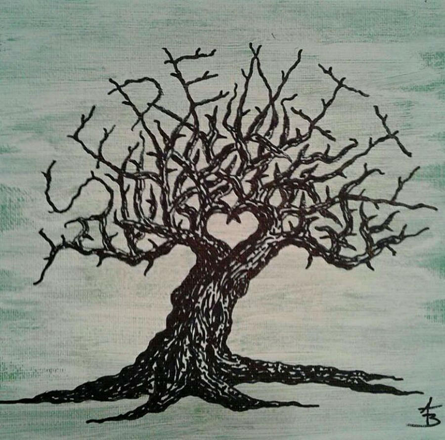 Serenity Love Tree Drawing by Aaron Bombalicki