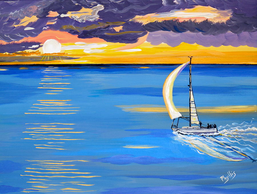 Serenity Sail Painting by Phyllis Kaltenbach