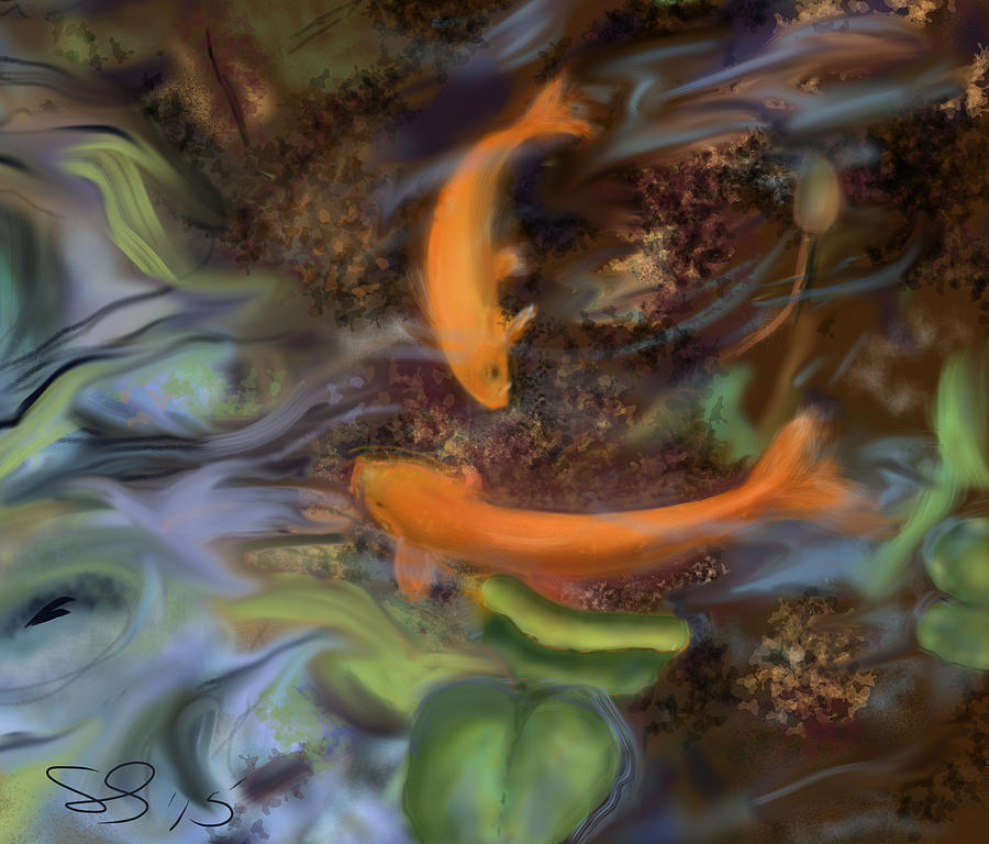 Fish Painting - Tranquility by Susan Sarabasha