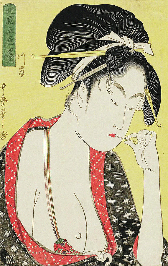 Kitagawa Utamaro Painting - Series Five Shades of Ink in the Licensed Quarter by Kitagawa Utamaro