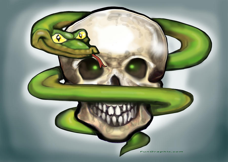 Serpent n Skull Digital Art by Kevin Middleton