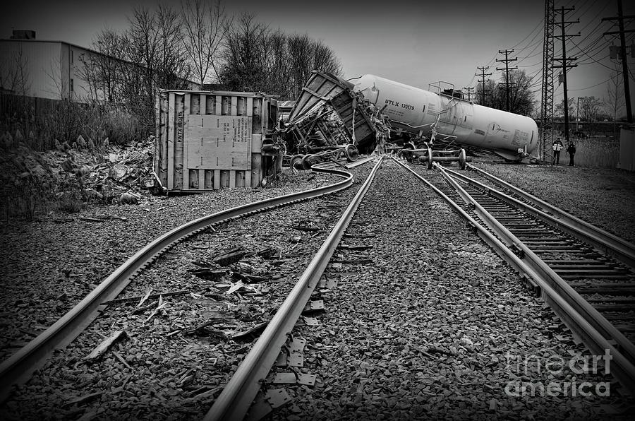 Serpentine Railroad Tracks in Black and White Photograph by Paul Ward