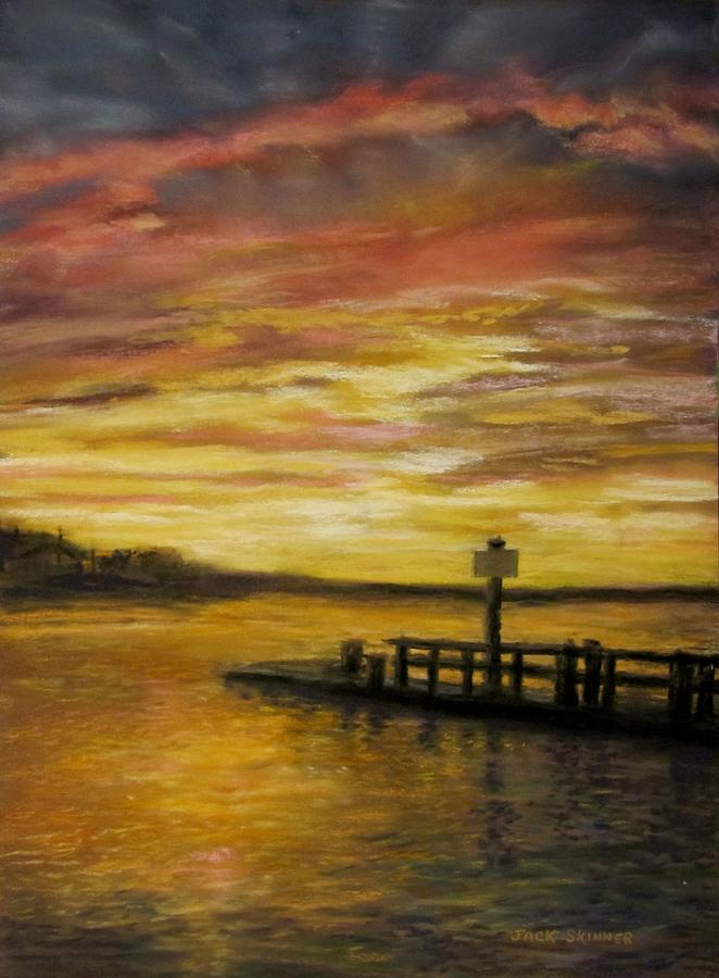 Sesuit Harbor at Sunset Painting by Jack Skinner