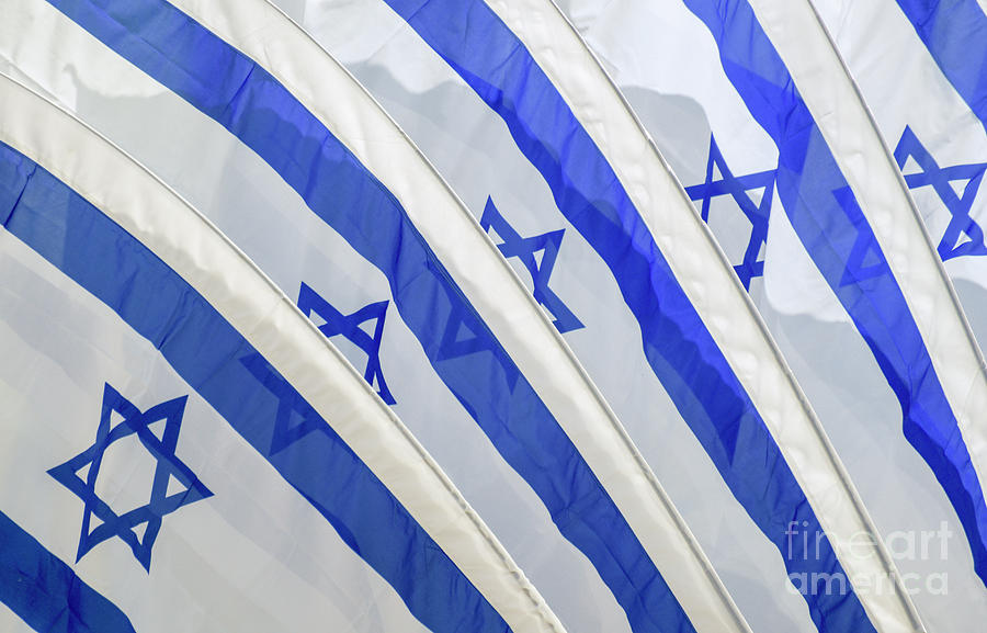 Flag Photograph - set of Israeli flags by Amir Paz