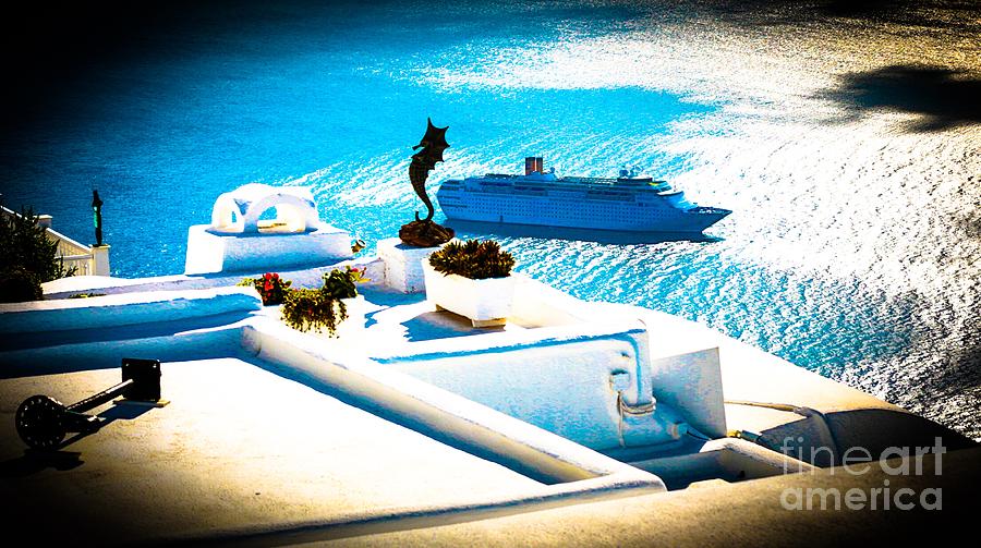 Greek Photograph - Set Sail Santorini by K P  Larrabee