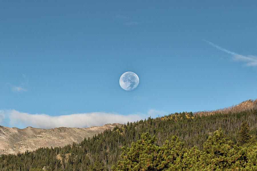 Setting Harvest Moon in the Mountains Photograph by Tony Hake