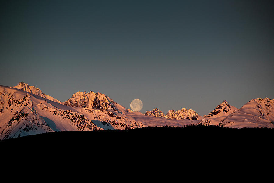 Setting Moon over Alaskan Peaks V Photograph by Matt Swinden
