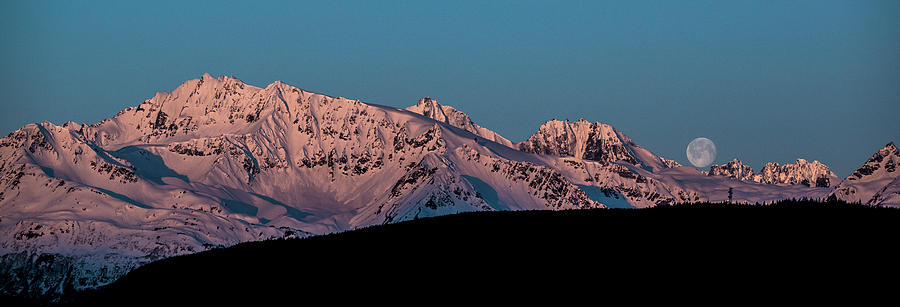 Setting Moon over Alaskan Peaks VI Photograph by Matt Swinden
