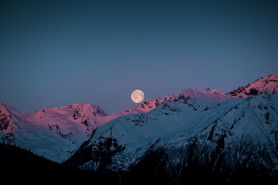 Setting Moon Over Peaks III Photograph by Matt Swinden
