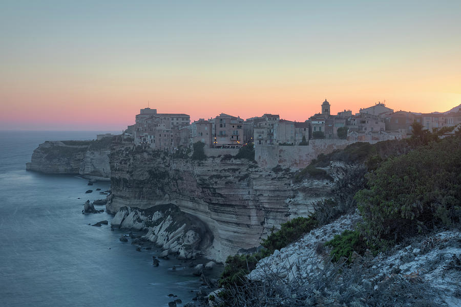 City Photograph - setting sun Bonifacio - Corsica by Joana Kruse