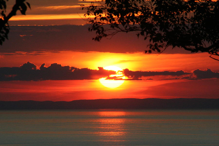 Setting sun on the Bay of Fundy Photograph by Sue Long