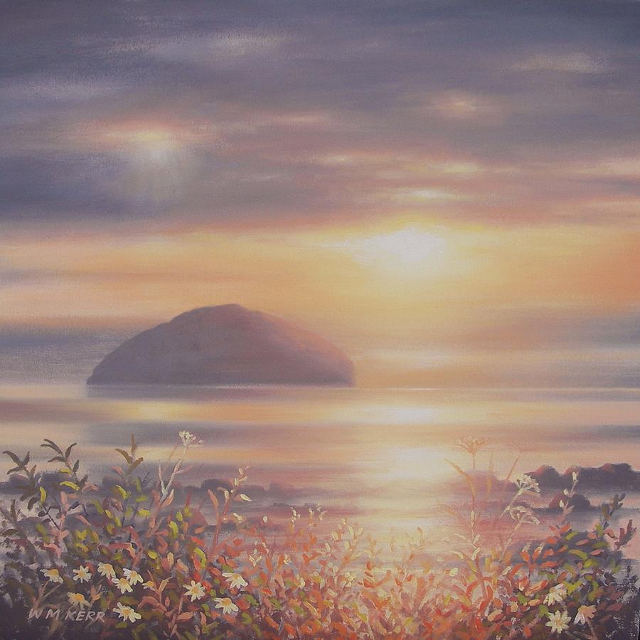 Sunset Painting - Setting Sun over Ailsa Craig by William McLean Kerr