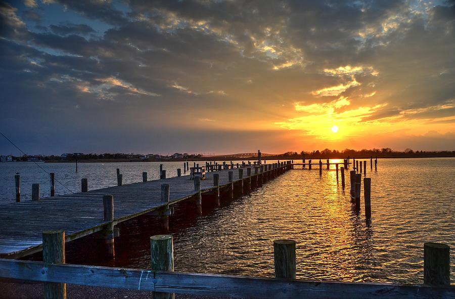 Setting Sun Over Pier, Seaside Heights NJ Photograph by Bob Cuthbert ...