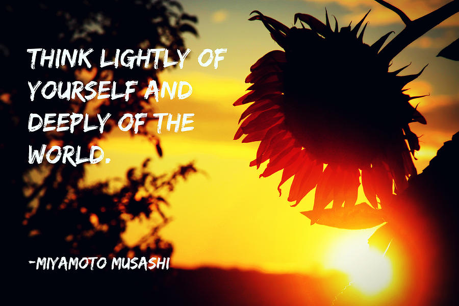 Setting Sunflower with Musashi Quote Photograph by Aurelio Zucco