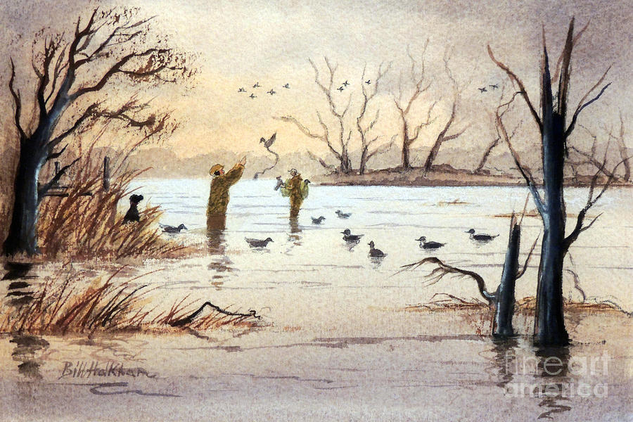 Setting The Decoys II Painting by Bill Holkham
