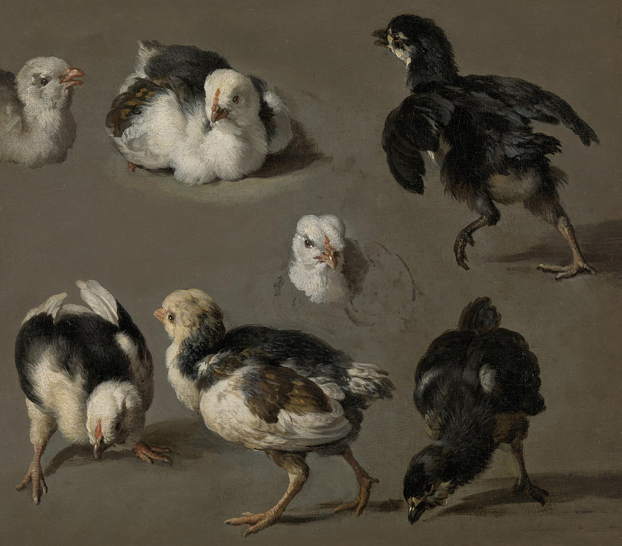 Chicken Painting - Seven Chicks by Melchior de Hondecoeter