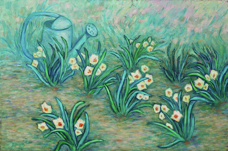 Seven Daffodils Painting by Xueling Zou