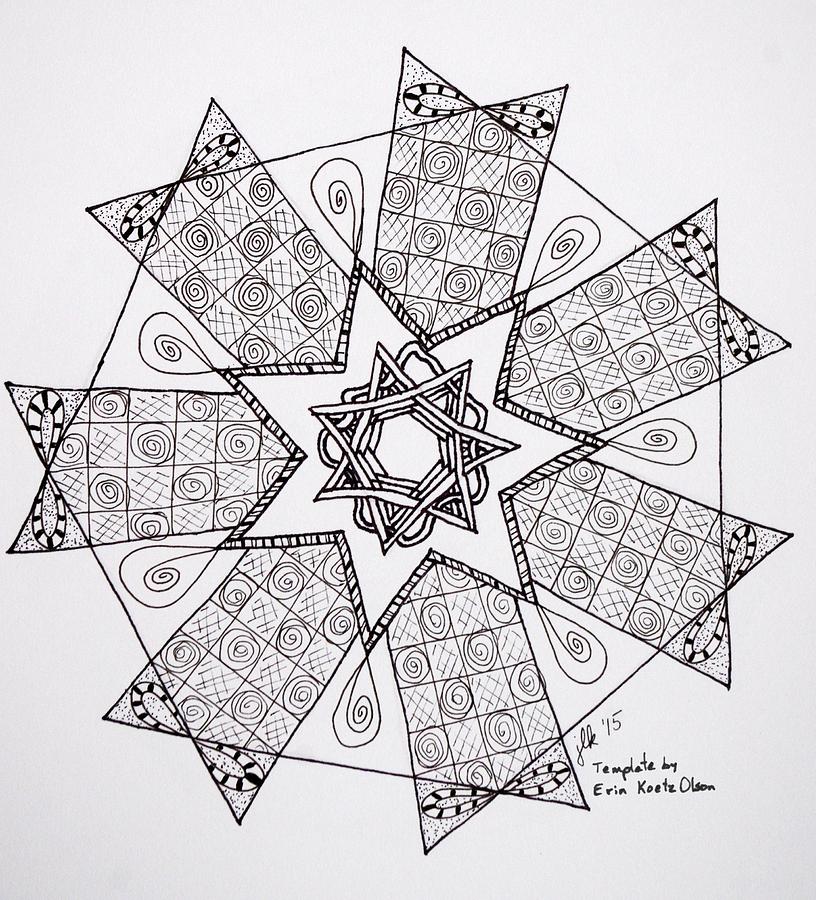 Seven-Sided Star Drawing by Lori Kingston