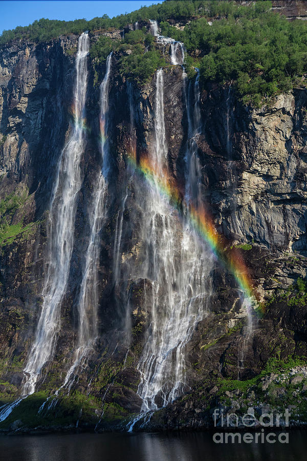 Seven sisters falls, Geiranger, Norway with rainbow Photograph by Sheila Smart Fine Art Photography
