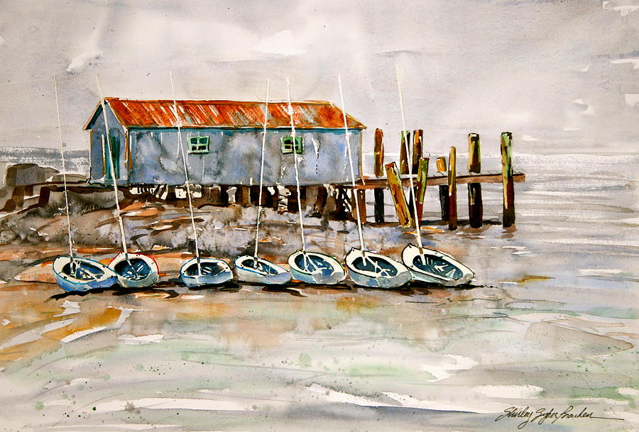 Seven Small Boats Painting by Shirley Sykes Bracken