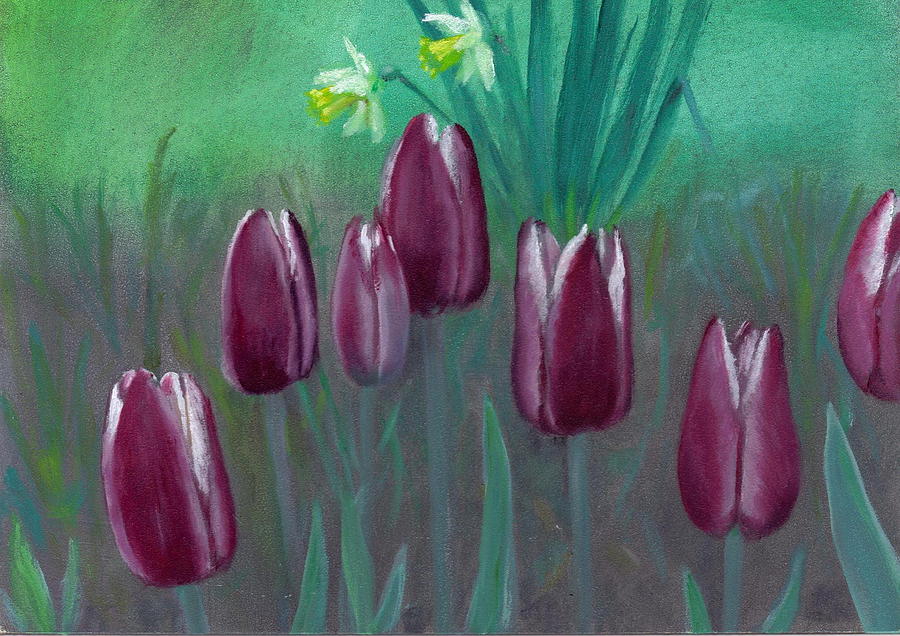 Tulips Painting - Seven Tulips by Laurel Ellis Tulips Painting - Seven Tulips by Laurel Ellis