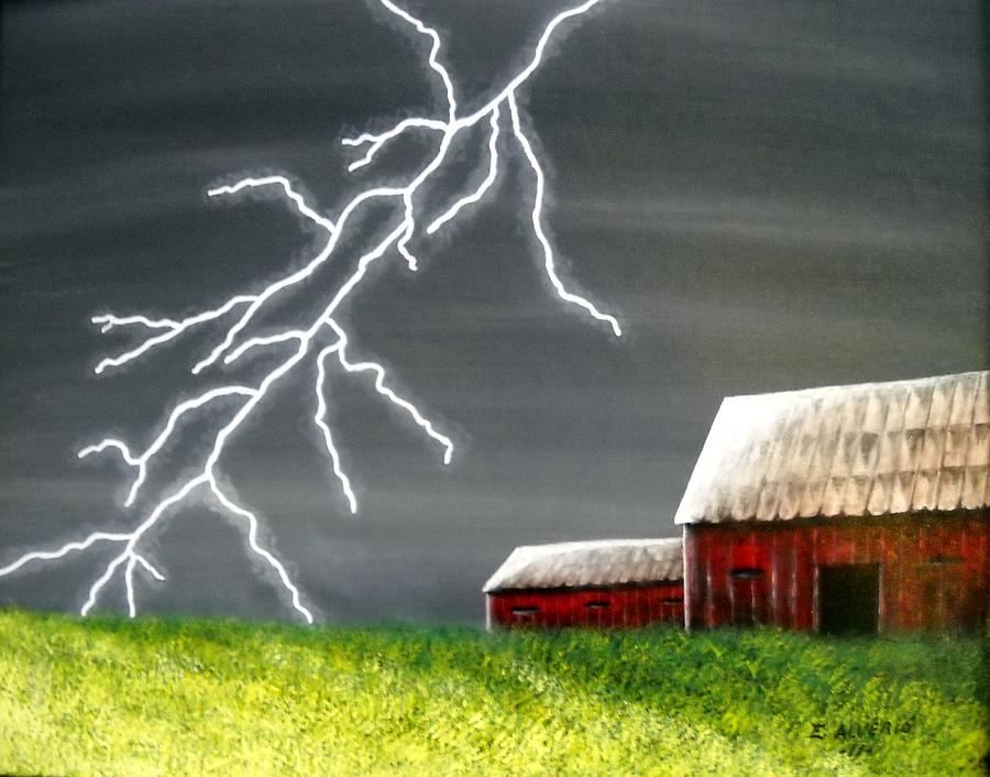 Severe Thunderstorm Painting by Edwin Alverio