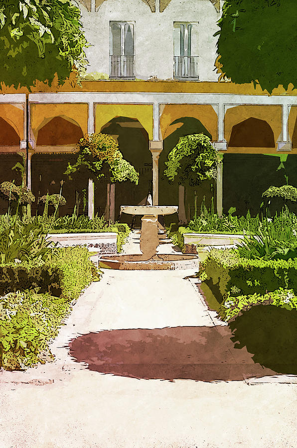 Seville, Andalusian Patio - 02 Painting by AM FineArtPrints