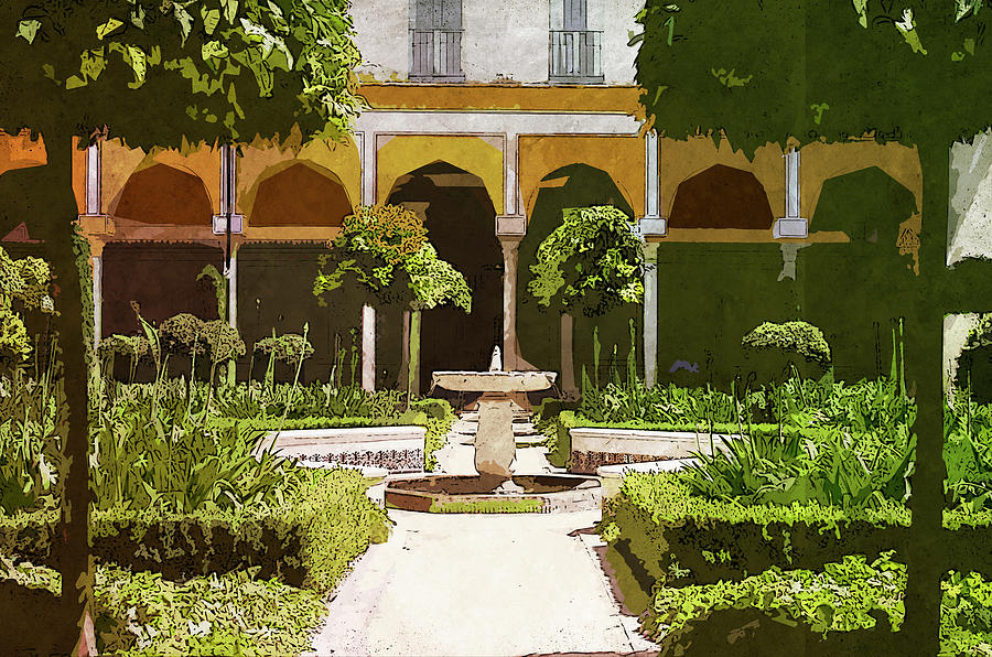 Seville, Andalusian Patio - 03 Painting by AM FineArtPrints