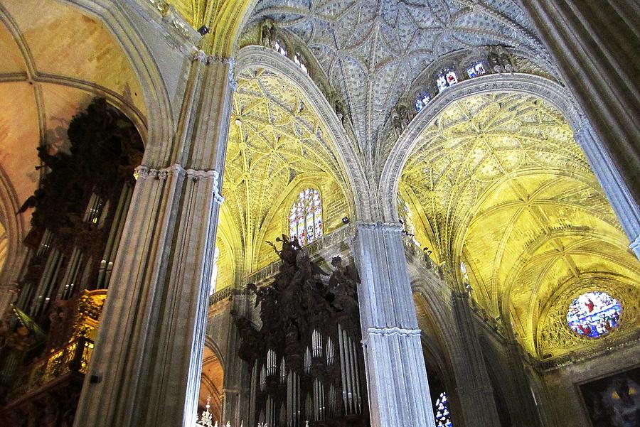 Seville Cathedral Ceiling Spain Photograph by John Shiron
