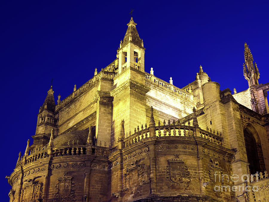Seville Cathedral Night Lights Photograph by John Rizzuto