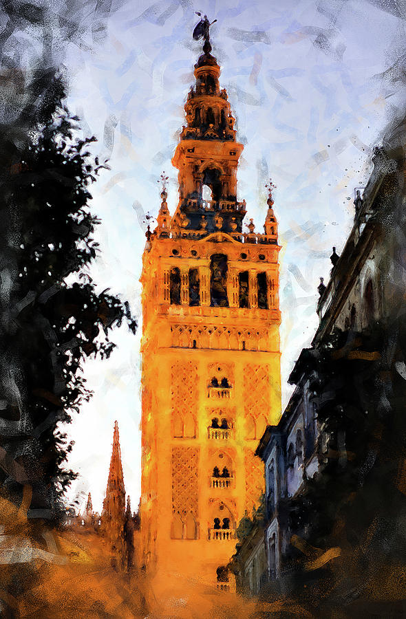 Seville, Giralda - 01 Painting by AM FineArtPrints