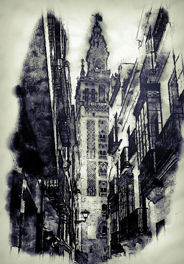 Seville, Giralda - 06 Drawing by AM FineArtPrints