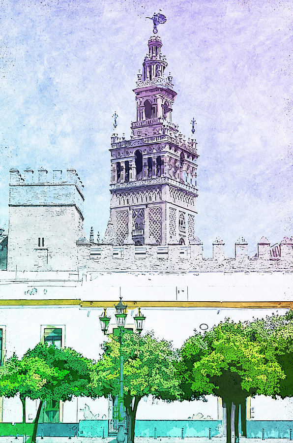 Seville, Giralda - 08 Painting by AM FineArtPrints