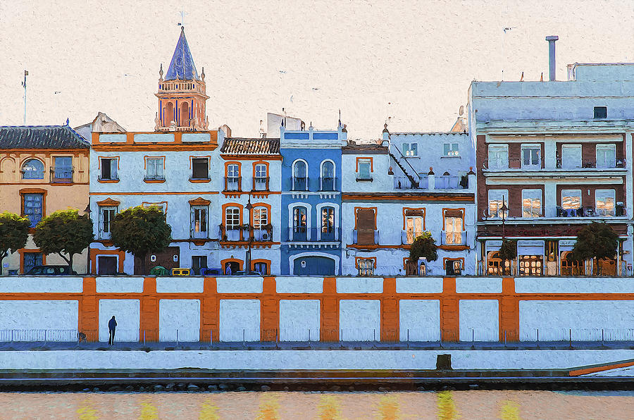 Seville, the colors of Calle Betis Painting by AM FineArtPrints
