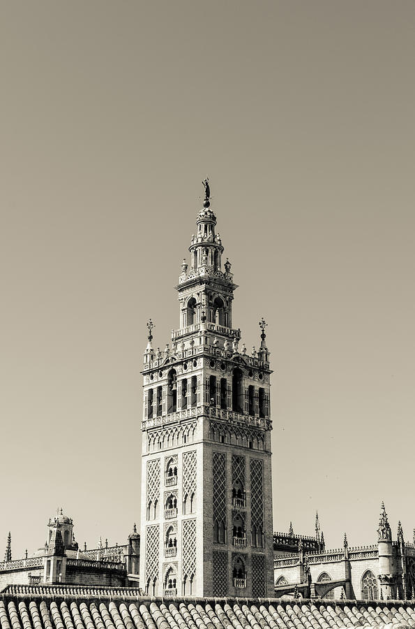 Seville - The Giralda in black and white Photograph by AM FineArtPrints