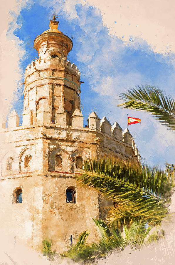Seville, Torre del Oro - 01 Painting by AM FineArtPrints