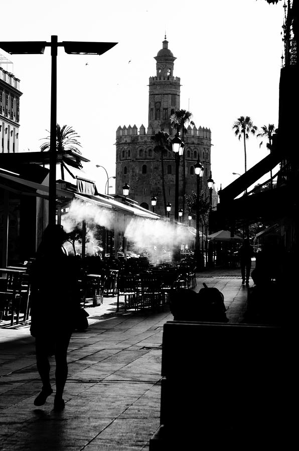 Seville - Torre del Oro - Black and white  Photograph by AM FineArtPrints