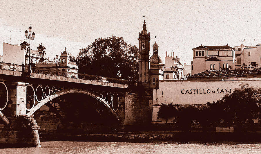 Seville, Triana bridge and the Castle of San Jorge Painting by AM FineArtPrints