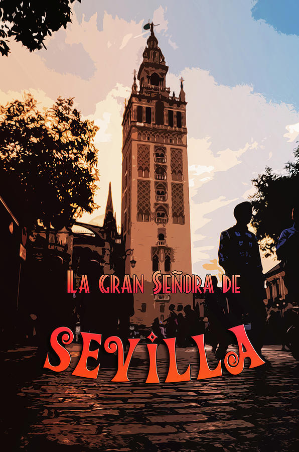 Sevillean sunset over the Giralda Painting by AM FineArtPrints