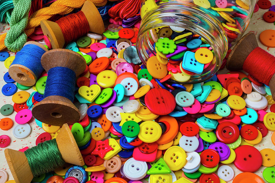 Sewing Buttons And Thread Photograph by Garry Gay