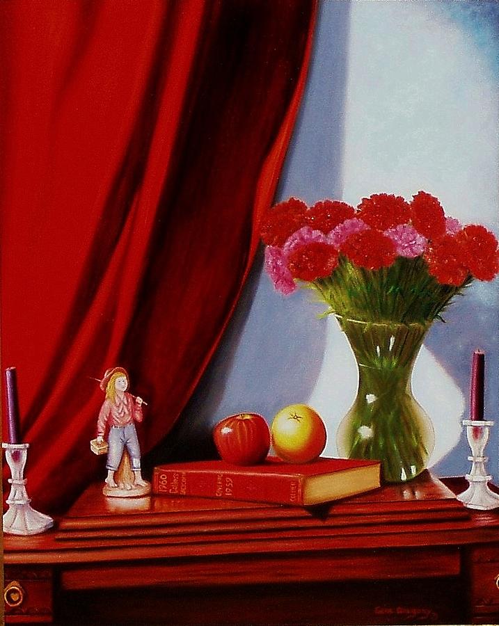 Sewing carnations Painting by Gene Gregory