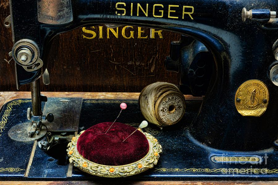 Vintage Photograph - Sewing - Victorian Pin Cushion - Singer Sewing Machine by Paul Ward