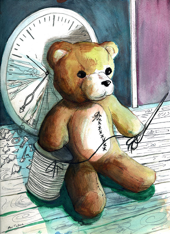 Sewn Up Teddy Bear Painting by Rene Capone