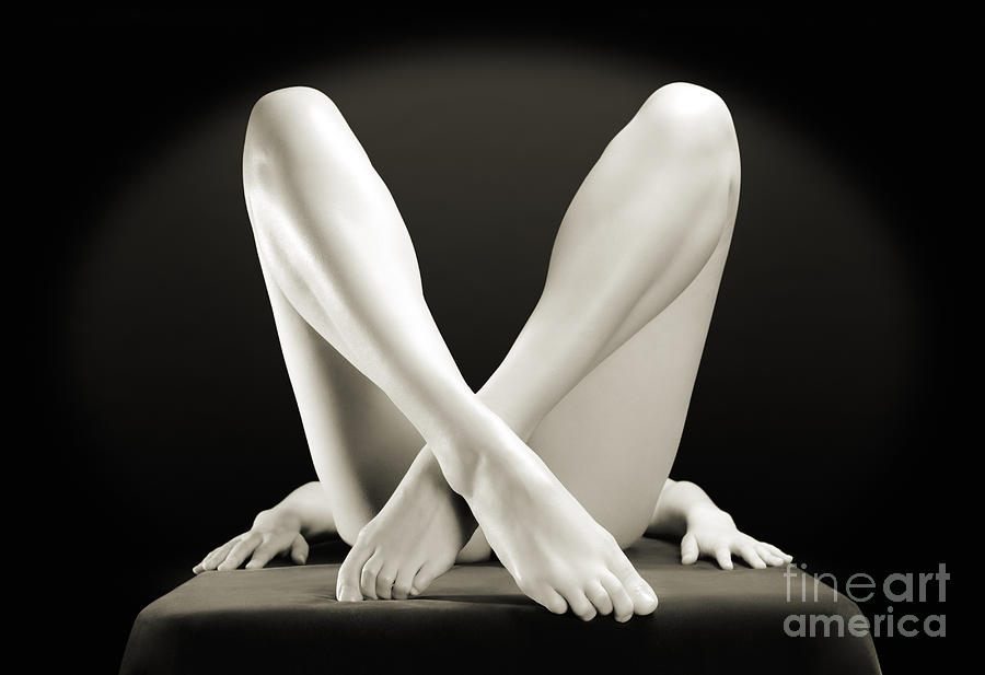 Abstract Photograph - Sexy Crossed Woman Legs by Maxim Images Exquisite Prints
